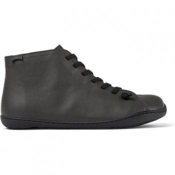 Camper 36411-110 Peu Cami Botines de hombre en piel gris con cordones y cremallera