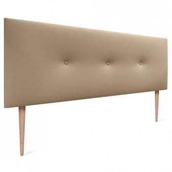 Cabecero de Polipiel Acolchado Liso con Botones y Patas 135x105cm para Camas 120/135/140 - Marrón Claro
