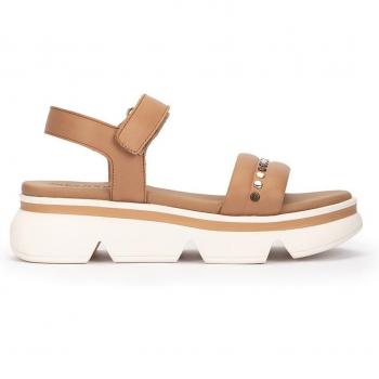 Sandalias planas de piel en color camel modelo LACEDONIA