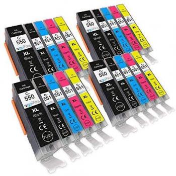 Juego de 5 cartuchos de tinta compatibles para Canon PGI-550 y CLI-551 (20 tintas) Negro/Cian/Magenta