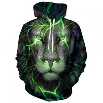 Freshhoodies Unisexo Sudaderas con Capucha 3D León Impresa Manga Larga Novedad Hoodie Suéter Deporte Capucha L