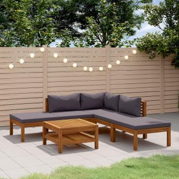 6-Piece Acacia Wood Garden Lounge Set with Cushions
