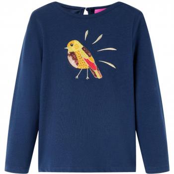 Camiseta de Niño de Manga Larga Diseño de Pájaro Azul Marino Talla 92