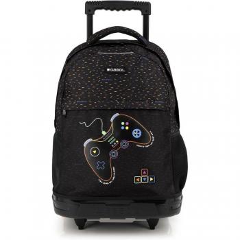 Mochila con ruedas Gabol Virtual negra, impermeable y resistente