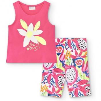 Conjunto de niña Tuc Tuc de camiseta sin mangas y leggin ciclista estampado Acid Bloom