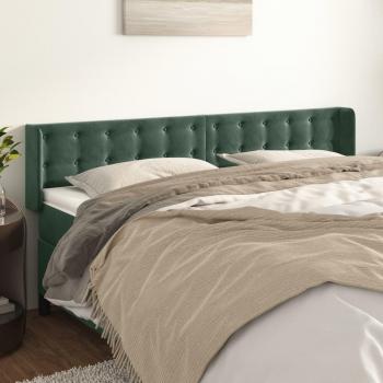 Cabecero de terciopelo verde oscuro con orejas 163x16x78/88 cm