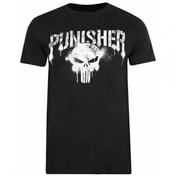 Marvel Punisher Text Camiseta, Black, Medium para Hombre