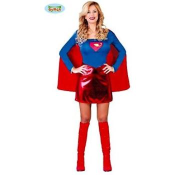 Traje de Súper Heroína para Adultos en Azul y Rojo (Talla L)