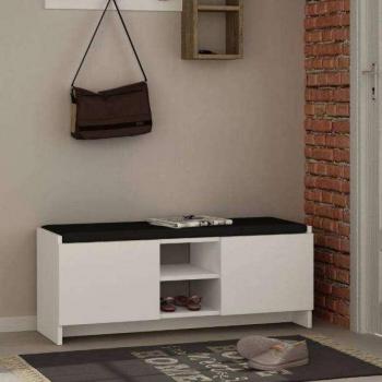 Zapatero Bucket con asiento blanco 110x43x37 cm