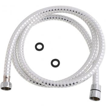 ORYX 4040294 Flexo Ducha PVC Plata 2,00 Metros, Blanco/Plateado, 2 m