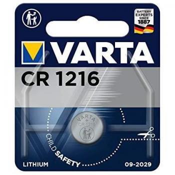 Varta Pila de botón de litio de 3V CR1216, pilas de botón en un blíster original de 1 unidad, gris