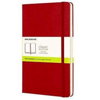 Moleskine Classic Plain Paper Notebook, Hard Cover and Elastic Closure Journal, Color Scarlet Red, Size Large 13 x 21 cm, 240 Pages