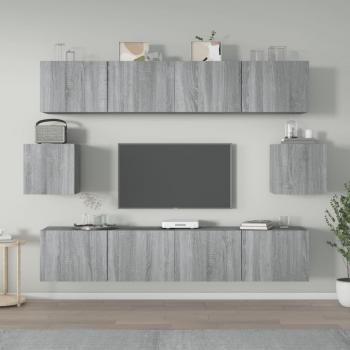 vidaXL Set de muebles para TV 6 piezas madera contrachapada gris Sonoma 80 x 30 x 30 cm, Mueble de Salón, Mueble TV, Mueble Televisor, Mesa de TV