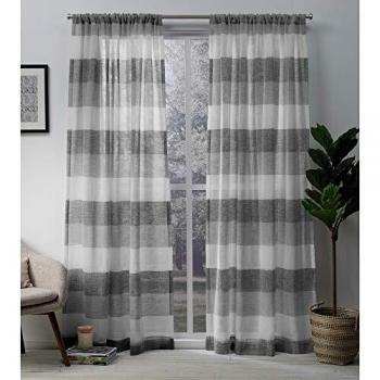 Exclusive Home Curtains Bern Sheer Rod Pocket Top Panel Pair, Ash Grey, 54x96, 2 Piece