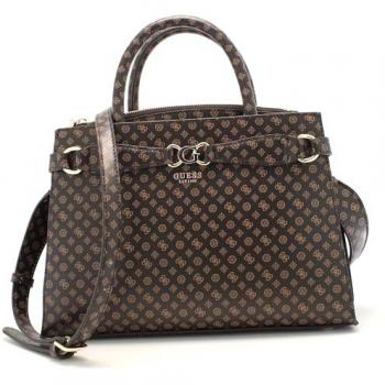 Guess Arlena Mocha Brown Handbag with Logo, One Size