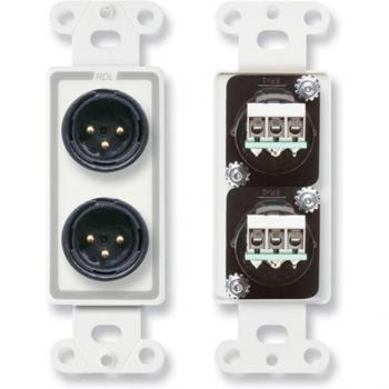 RDL D-XLR2M Decora Wall Plate with Dual XLR 3-Pin Male Connectors, White