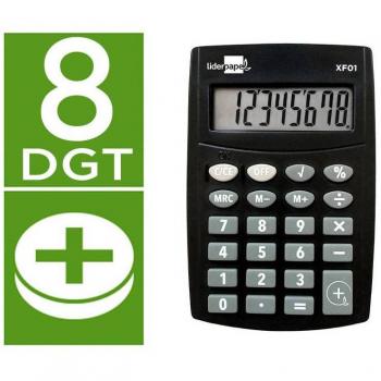 Calculadora Liderpapel Bolsillo XF01 8 Dígitos Pilas Color Negro 99x64x9 mm