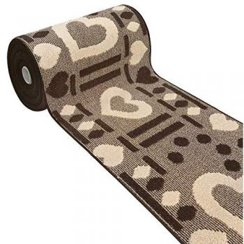 Alfombra de Cocina Antideslizante 3D Corazones Lavable Absorbente Marrón 57x130 cm