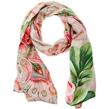 Desigual FOU_Flower Valkiria Recta Bufanda, Naranja, Talla única para Mujer