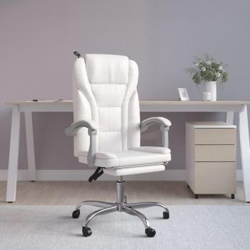 Silla De Oficina Pulssar Reclinable Con Reposapiés Blanco