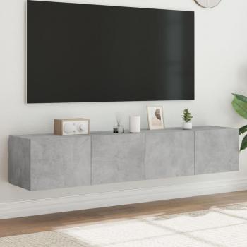 Mueble de TV de pared con luces LED 2 uds 80x35x31 cm gris hormigón