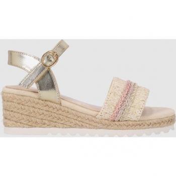Alpargatas de Cuña Golondrina 03 Beige con Detalle de Hebilla