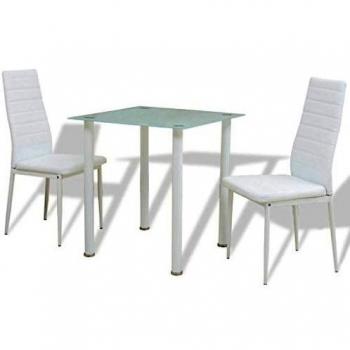vidaXL Conjunto de mesas y sillas de comedor de tres piezas blanco