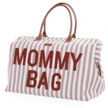 Bolso de Maternidad Childhome Mommy Bag Rayas Beige/Terracota con Cambiador
