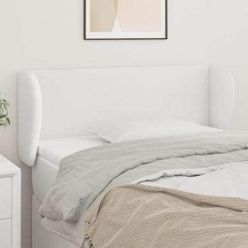 Cabecero de Cama Tapizado Blanco con Orejas en Similpelle 103x23x78/88 cm