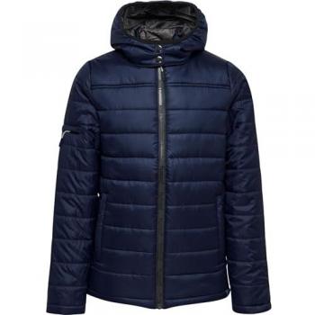 Hummel Chaqueta North Quilted - Parka para niños, acolchada, resistente al agua, con capucha, cierre frontal de cremallera, puños ajustables y diseño moderno