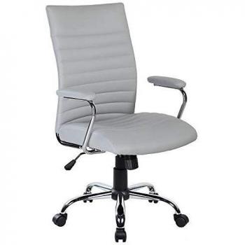 Silla Ejecutiva Ergonómica de Oficina con Reposabrazos Archimede San Francisco en Eco Piel, Gris 57x59h100/109