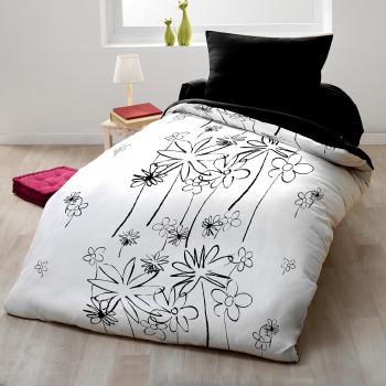 Home PASSION 54116 Pack de 2 ropa de edredón microfibra negro/blanco 140 x 200 cm
