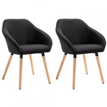Black Fabric Dining Chairs Set of 2