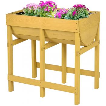 Maceta de Madera Abeto del Jardín Tiesto Olla Planta Grande con Soporte al Aire Libre COSTWAY