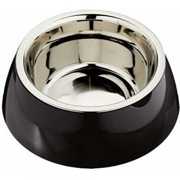 Comedero Antideslizante Ferplast Jolie Mediano de Acero Inoxidable para Perros y Gatos, 850ml, Negro