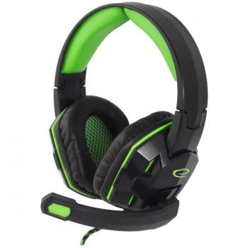 Auriculares Diadema Gaming con Micrófono Esperanza EGH380 Negro y Verde, Sonido Envolvente