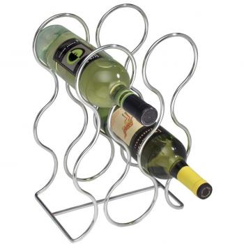 mDesign Botellero para Vino para 6 Botellas – Botellero metálico con aleación de Cromo – Moderno Estante para Botellas para Cualquier Cocina – Soporte para Botellas de Distintos tamaños