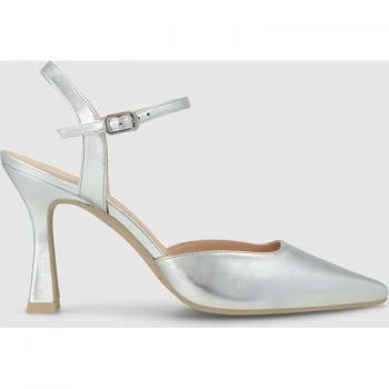 Lodi - Zapatos de salón destalonados de mujer en piel metalizada color plata