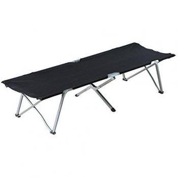 Outsunny Cama de Camping Plegable con Marco Metálico, Carga 136 kg, Dimensiones 193x64x40 cm, Ideal para Playa y Senderismo, Color Negro