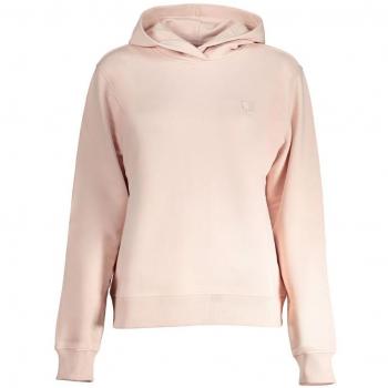 Calvin Klein Women's Pink Regular Fit Brushed Hoodie with Logo Applique Size L