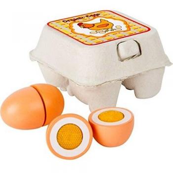 Juego de huevos de madera con velcro y cartón original, 3 años en adelante