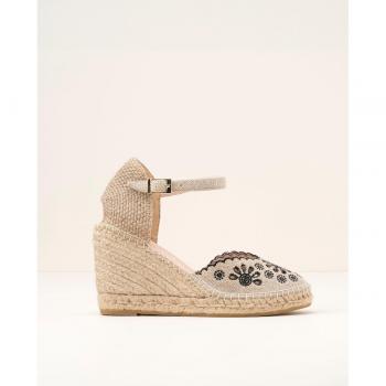 Alpargatas de cuña Macarena para mujer con detalles en encaje y suela de goma