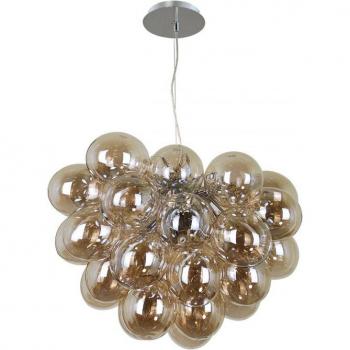 Lámpara colgante moderna Bento Chrome de Italux, 8 luces, pantalla coñac, tipo de bombilla G9