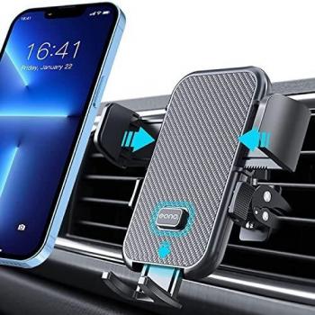 Amazon Brand - Eono Soporte Móvil Coche, Estable Clip Soporte Movil Coche Rejilla del Ventilación 360°Rotación, Universal Sujeta Porta Movil Coche Compatible con iPhone 13/12/11, Samsung,Xiaomi etc