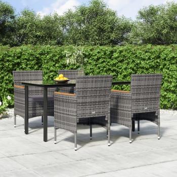 5-Piece Grey and Black Garden Dining Set with Cushions