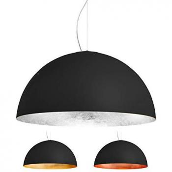 Lámpara de Techo Colgante Venice Negro Mate con Interior Plata E27, 1x42W, Diámetro 60cm