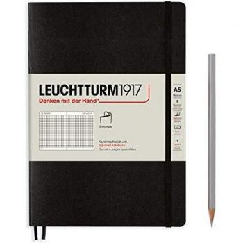 Cuaderno Leuchtturm1917 A5 Tapa Blanda Cuadrícula 5x5mm Negro