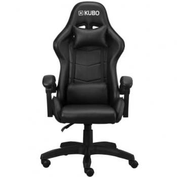Silla Gaming Ergonómica Kubo con Reposacabezas, Ajuste de Altura, Giro 360º y Reclinable en Negro