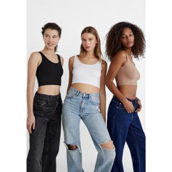 Stradivarius Set of 3 Black Cropped Strappy Tops Size S