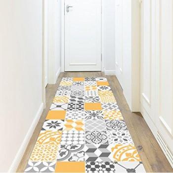 Alfombra de Vinilo Amarillo para Patio 80x300 cm